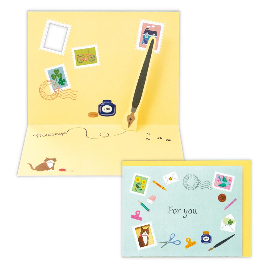 【12月は毎日ポイント10倍!】グリーティングカード 多目的 立体カード HH 猫と切手 日本ホールマーク お礼 お祝い メッセージカード グッズ メール便可 ...