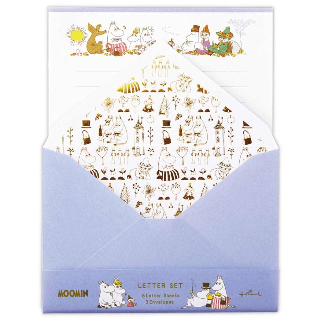 【12月は毎日ポイント10倍!】ムーミン 手紙セット レターセット MOHNブルー Happy in Nature 北欧 日本ホールマーク 便箋&封筒 キャラク...