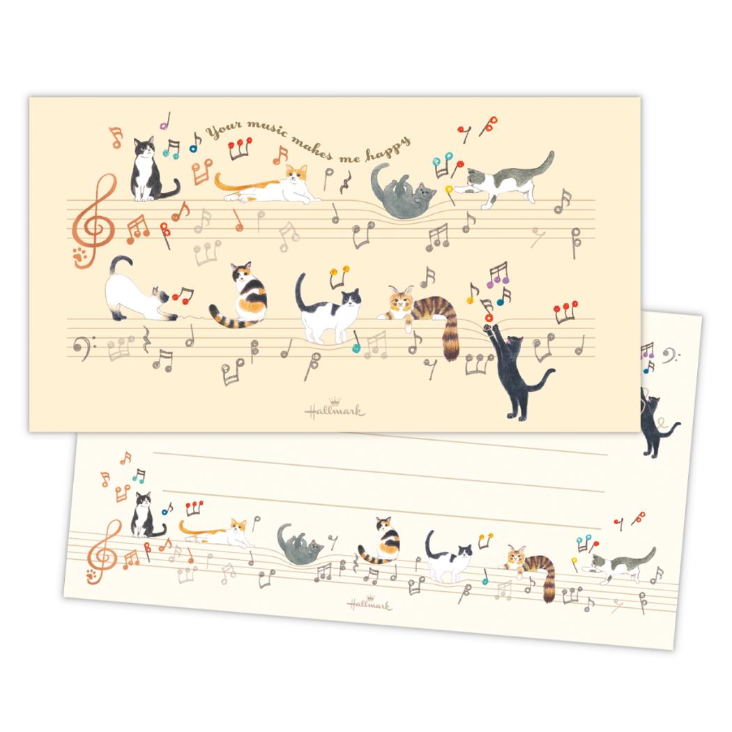 【12月は毎日ポイント10倍!】便箋 一筆箋 音符で遊ぶ猫 日本ホールマーク 便せん おしゃれ グッズ メール便可 シネマコレクション