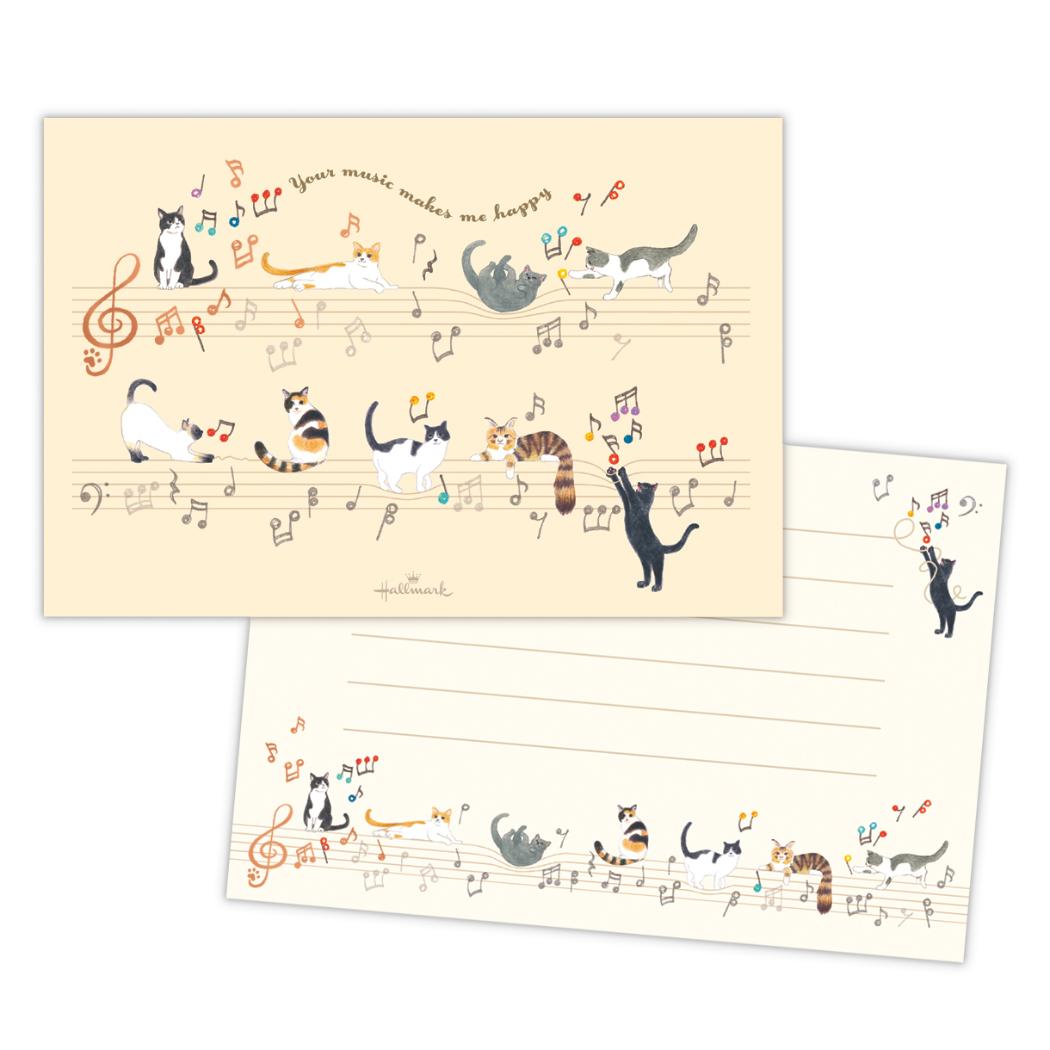 【12月は毎日ポイント10倍!】ポストカード ハガキ箋 音符で遊ぶ猫 日本ホールマーク はがき 葉書 メッセージカード グッズ メール便可 シネマコレクション