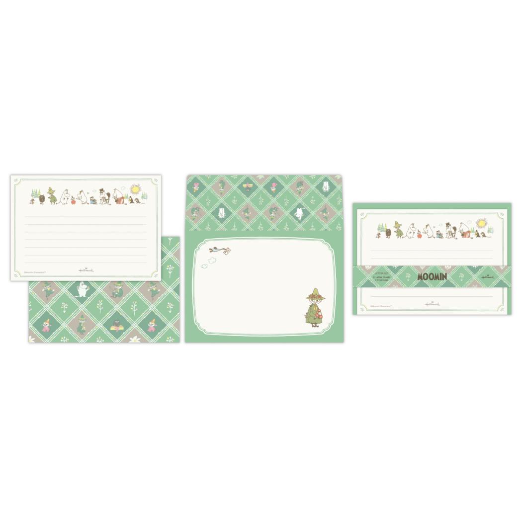 【12月は毎日ポイント10倍!】ムーミン レターセット 手紙セット MOMLSグリーン My little something 北欧 日本ホールマーク 封筒 便...