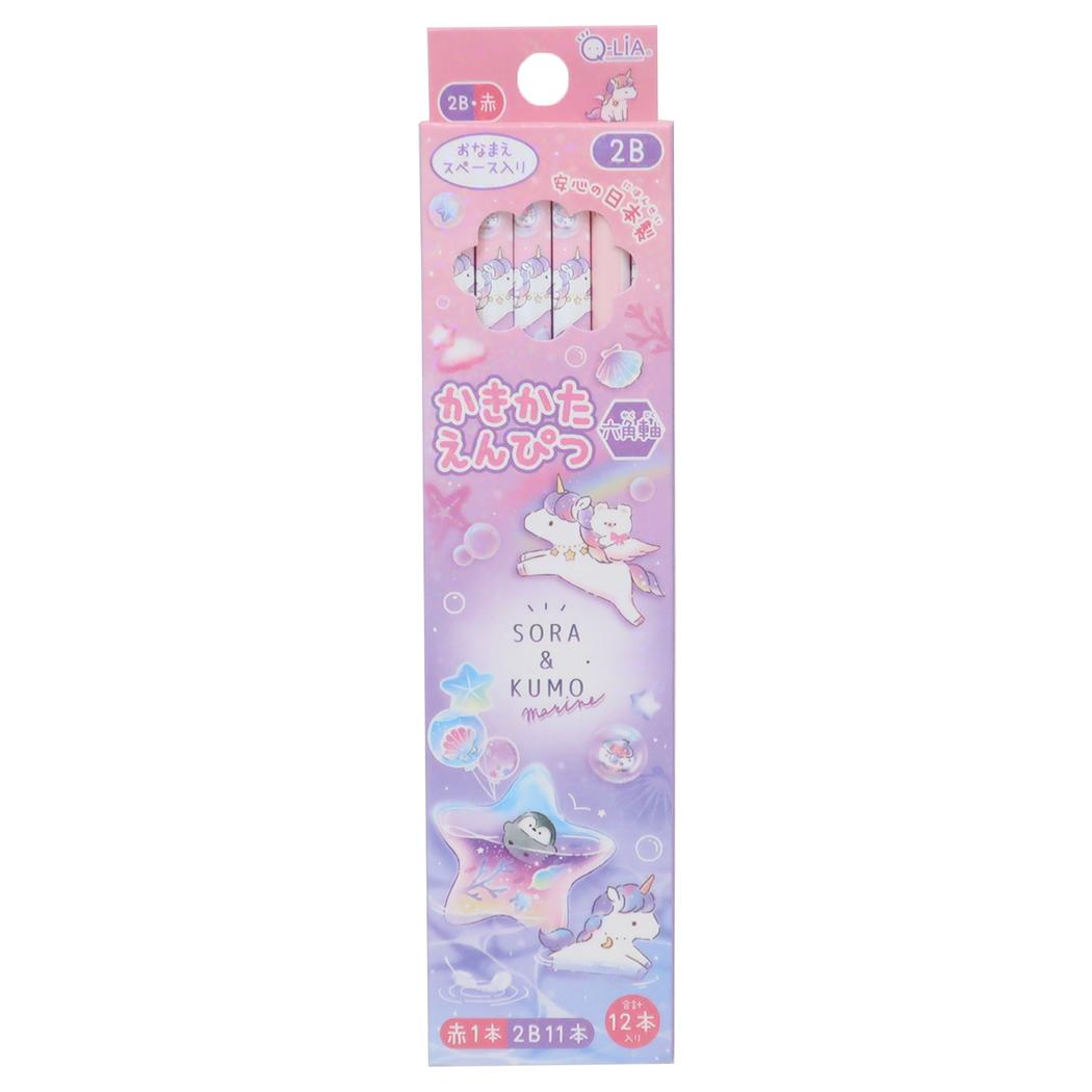 2B&赤鉛筆 12本セット かきかたダース鉛筆 そらあんどくも 新入学 クーリア 新学期準備文具 女の子 かわいい グッズ メール便可 シネマコレクション