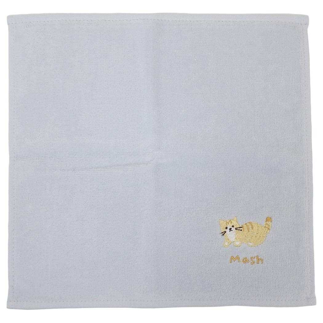 ミニタオル アニマル刺繍タオルハンカチ マッシュ ねこ ミントイン 汗拭きタオル かわいい グッズ メール便可 シネマコレクション
