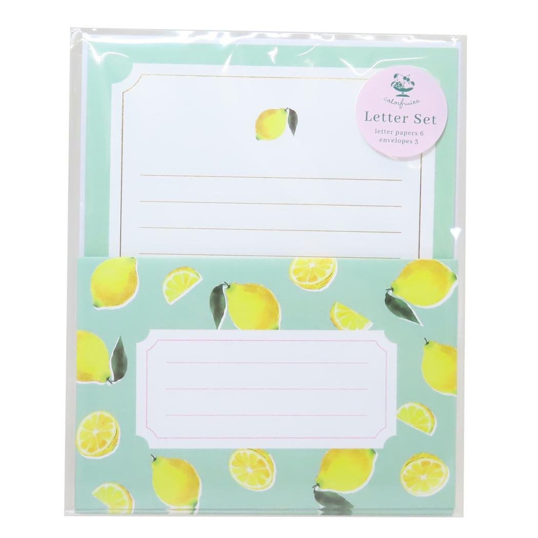 【12月は毎日ポイント10倍!】colorfruits 手紙セット レターセット lemon Green Flash 便箋&封筒 かわいい グッズ メール便可 ...