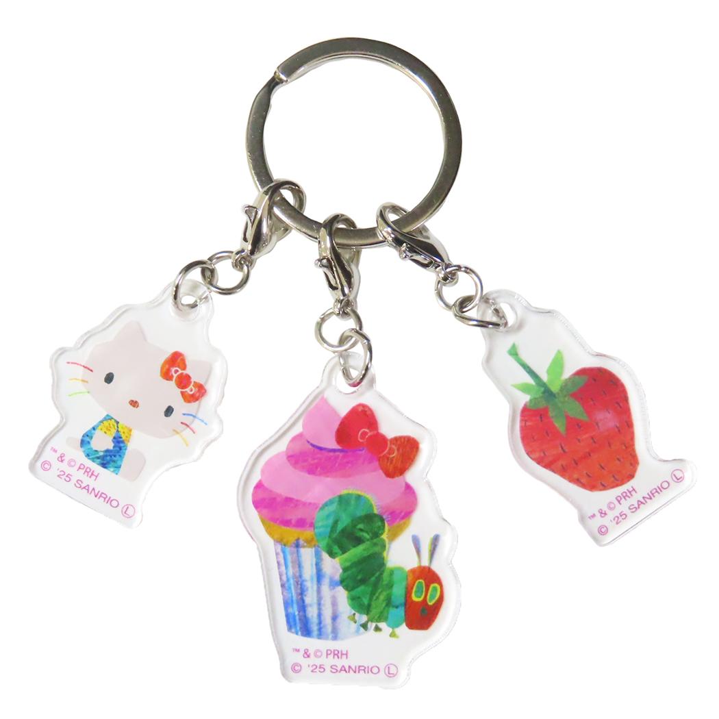 はらぺこあおむしxハローキティ キーリング 3連アクリルキーホルダー マリモクラフト プレゼント キャラクター グッズ メール便可 シネマコレクションのサムネイル