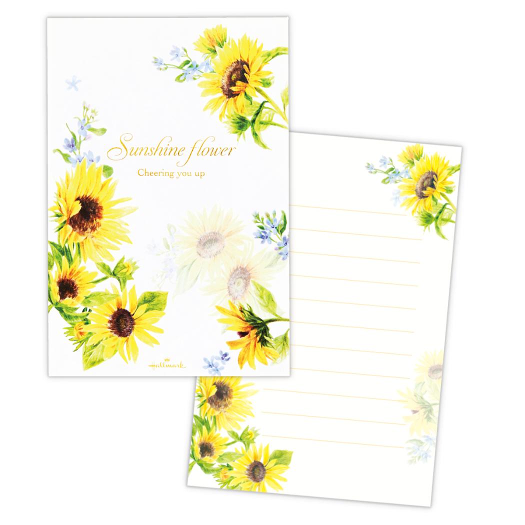 【12月は毎日ポイント10倍!】便箋 ハガキ箋 全般柄 サンシャインフラワー ひまわり 日本ホールマーク 手紙 葉書箋 かわいい 夏 グッズ メール便可 シネマ...