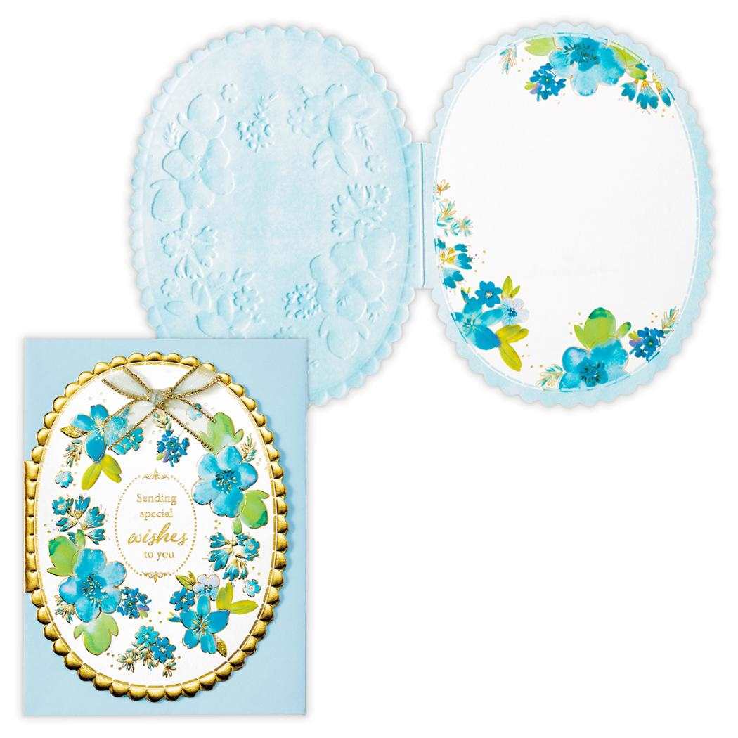 【12月は毎日ポイント10倍!】グリーティングカード 多目的 カット リボンブルーフラワー 日本ホールマーク お礼 お祝い メッセージカード グッズ メール便可...