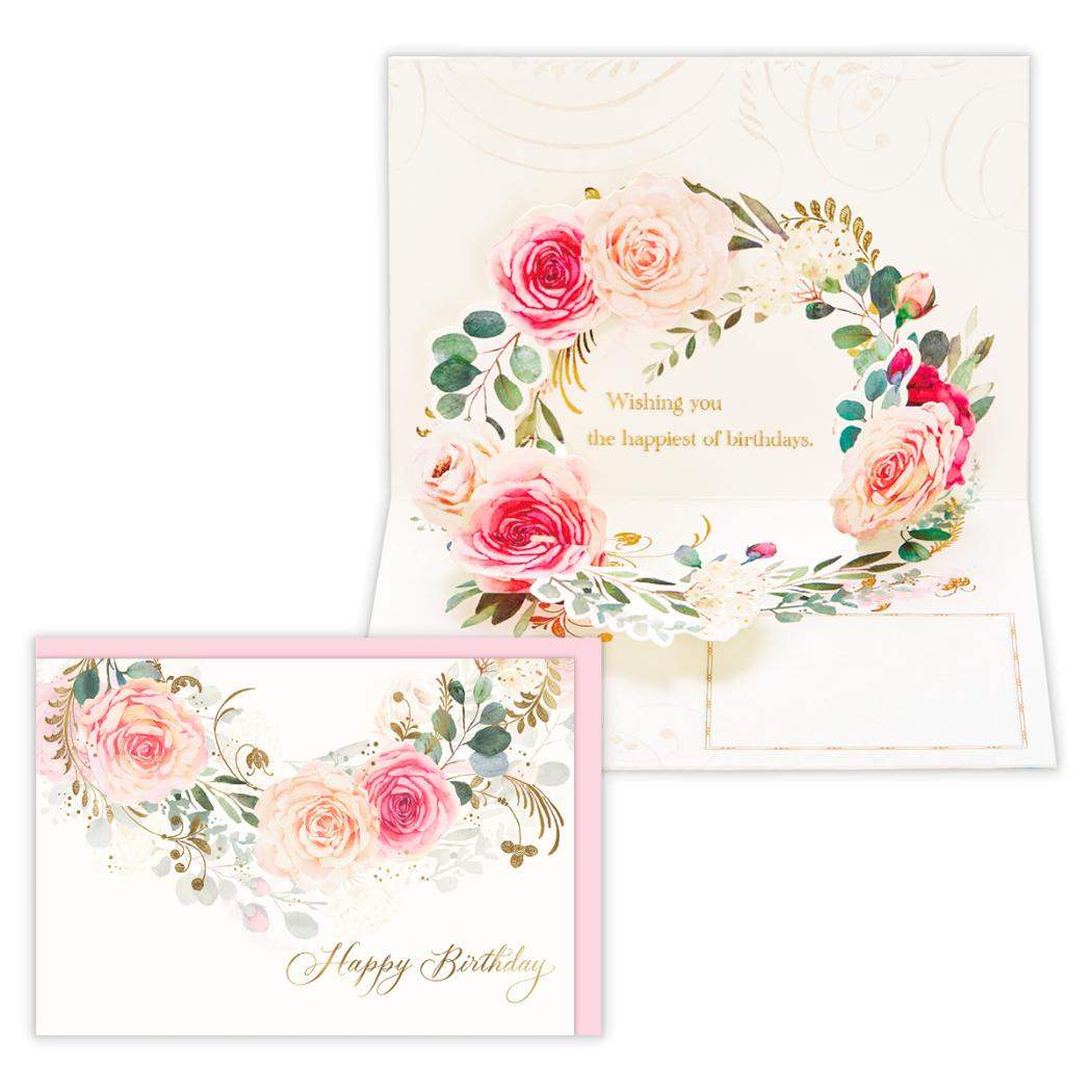 【12月は毎日ポイント10倍!】グリーティングカード 誕生お祝い 立体カード HACローズリース 日本ホールマーク バースデーカード メッセージカード グッズ ...