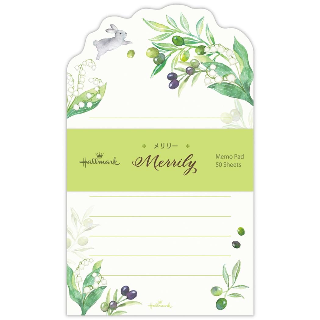 【12月は毎日ポイント10倍!】Merrily メリリー メモ帳 ダイカットメモ メモMRグリーン 日本ホールマーク メモ用紙 伝言 かわいい グッズ メール便...