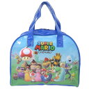 スーパーマリオ プールバッグ ビーチバッグ ボストンバッグ ブルー サンアート 海プール レジャー用品 男の子 キャラクター グッズ シネマコレクション