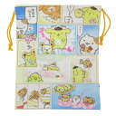 ポムポムプリン 巾着袋 マチ付き巾着 チームプリン 総柄 サンリオ マリモクラフト きんちゃくポーチ 小物入れ キャラクター グッズ メール便可 シネマコレクシ...
