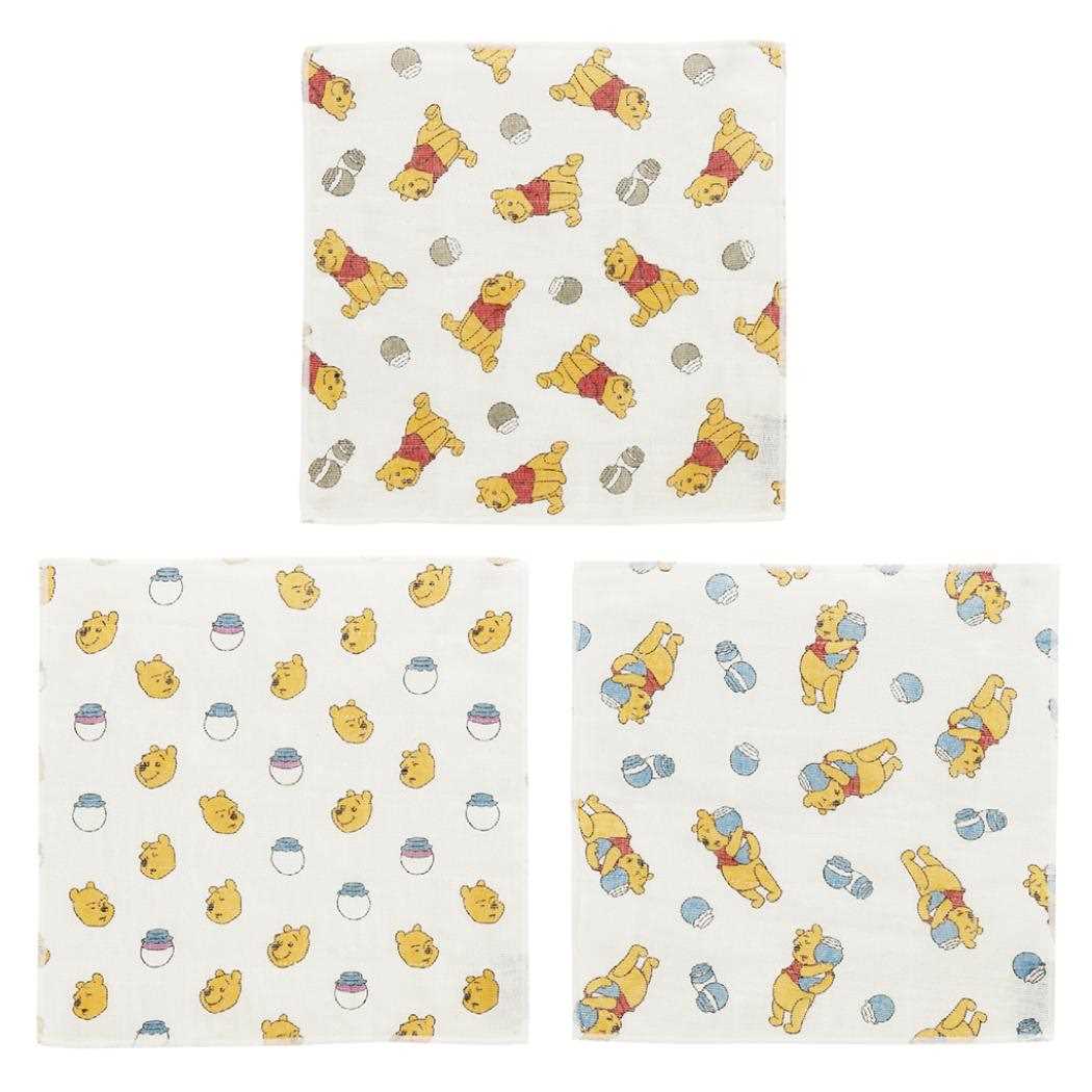 くまのプーさん 布巾 かや生地ふきん 3枚 ファニーフェイス ディズニー スケーター お土産 プレゼント キャラクター グッズ メール便可 シネマコレクション