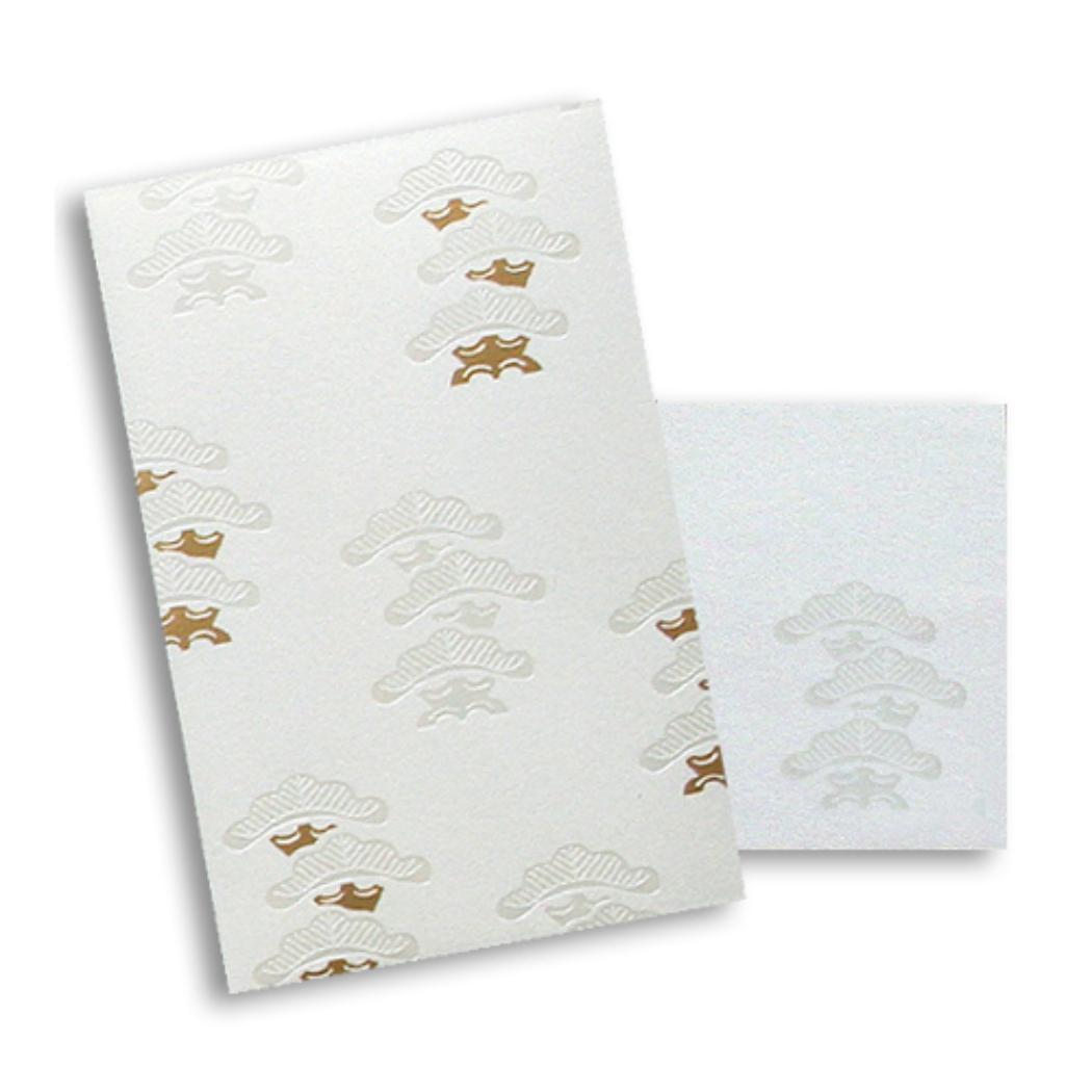 ROKKAKU ポチ袋 箔ぽち袋 メッセージカード付き 松竹梅 3セット入り 松 フタバ 和柄 箔押し お年玉 お..