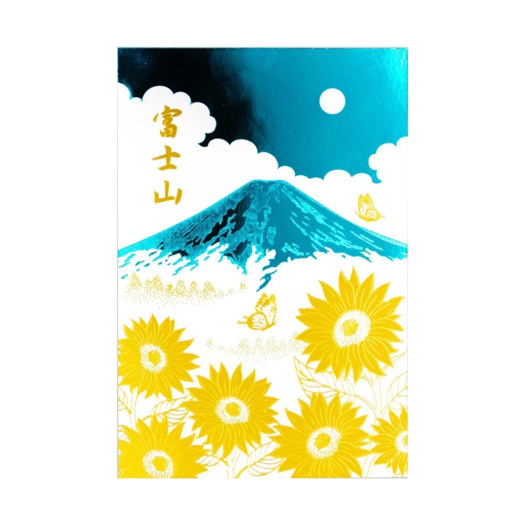 【12月は毎日ポイント10倍!】ROKKAKU 日本名所シリーズ POSTCARD 富士山 ポストカード 1枚入り 夏 フタバ 箔押し インバウンド グリーティ...