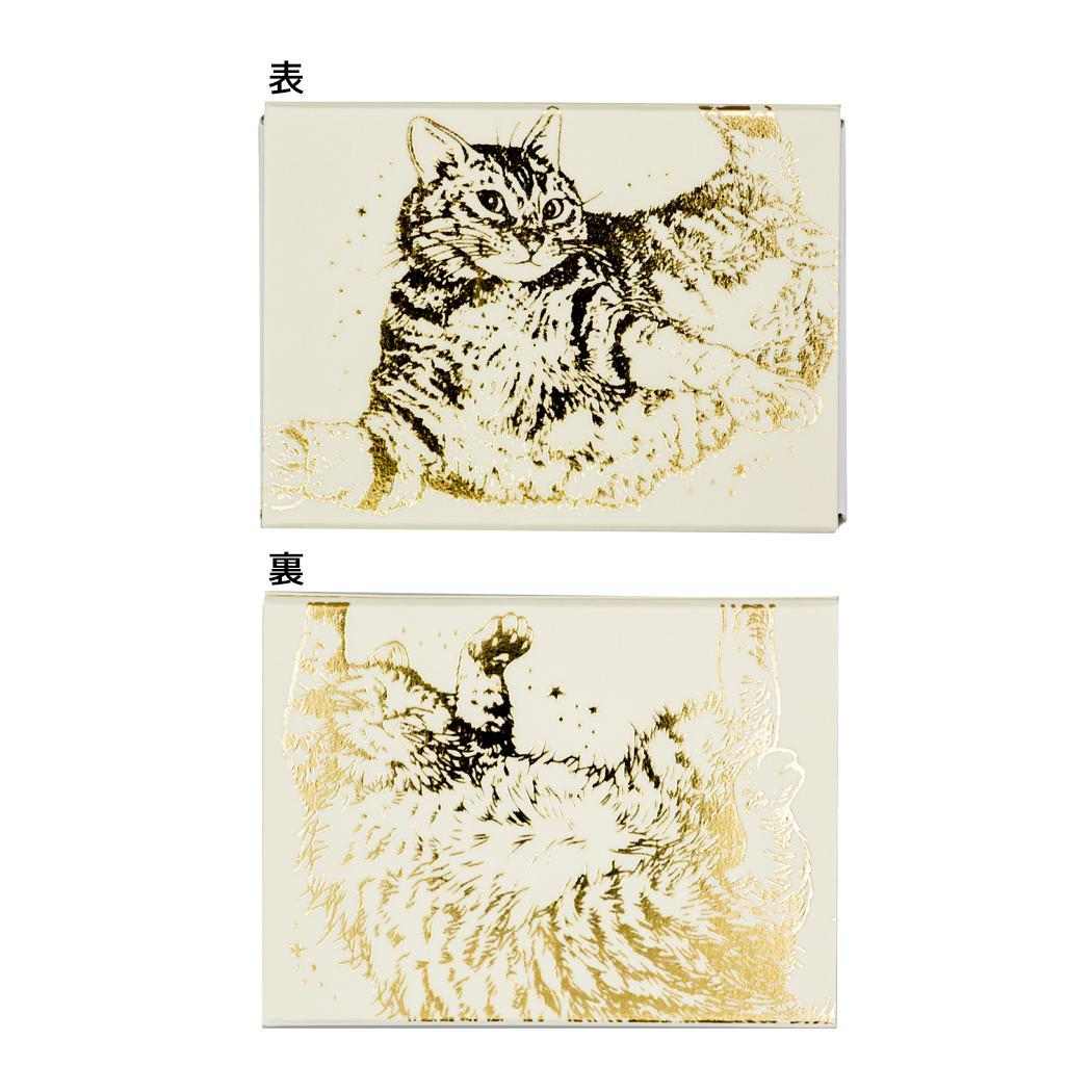 ROKKAKU x 365Cat Art メモ帳 メモ入りミニBOX Cat Art Collection ivory ねこ フタバ ネコ　箔押し 箱..