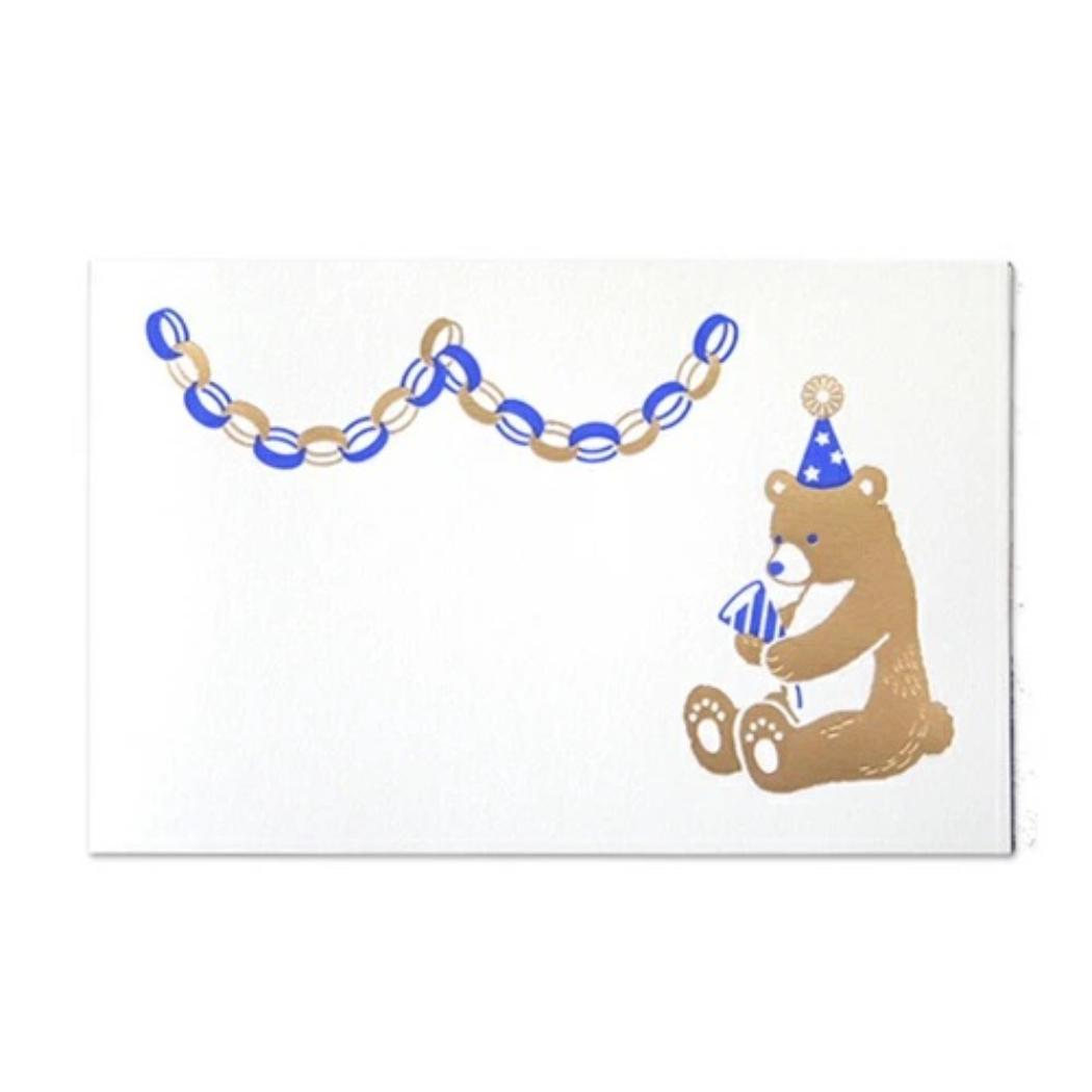 【12月は毎日ポイント10倍!】ROKKAKU Birthday Card グリーティングカード バースデーカードセット 1セット入り クマとクラッカー フタバ...