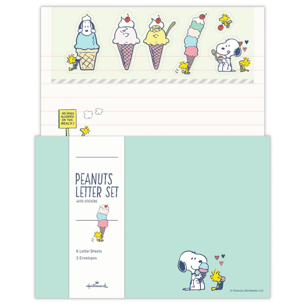 【12月は毎日ポイント10倍!】スヌーピー 手紙セット レターセット SNHJアイス グリーン ピーナッツ 日本ホールマーク 便箋&封筒 キャラクター グッズ ...
