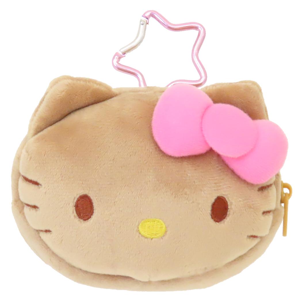 【ポイント10倍 & クーポン！】ハローキティ ミニポーチ カナビラ付きフェイスポーチ ブラウン サンリオ 小物入れ キャラクター グッズ シネマコレクション