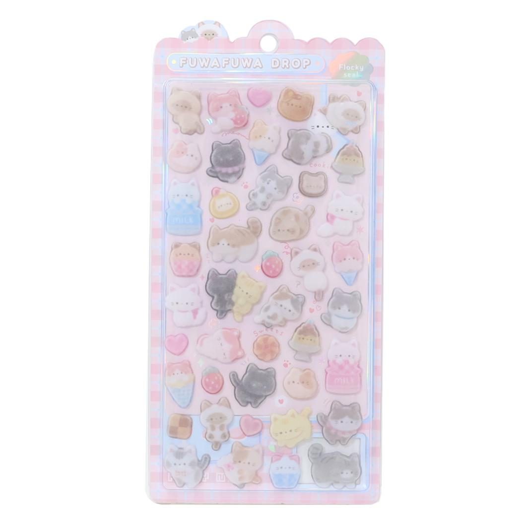 シールシート ふわふわドロップシール ねこねこふわふわ クーリア デコシール 手帳 お手紙 かわいい グッズ メール便可 シネマコレクションのサムネイル