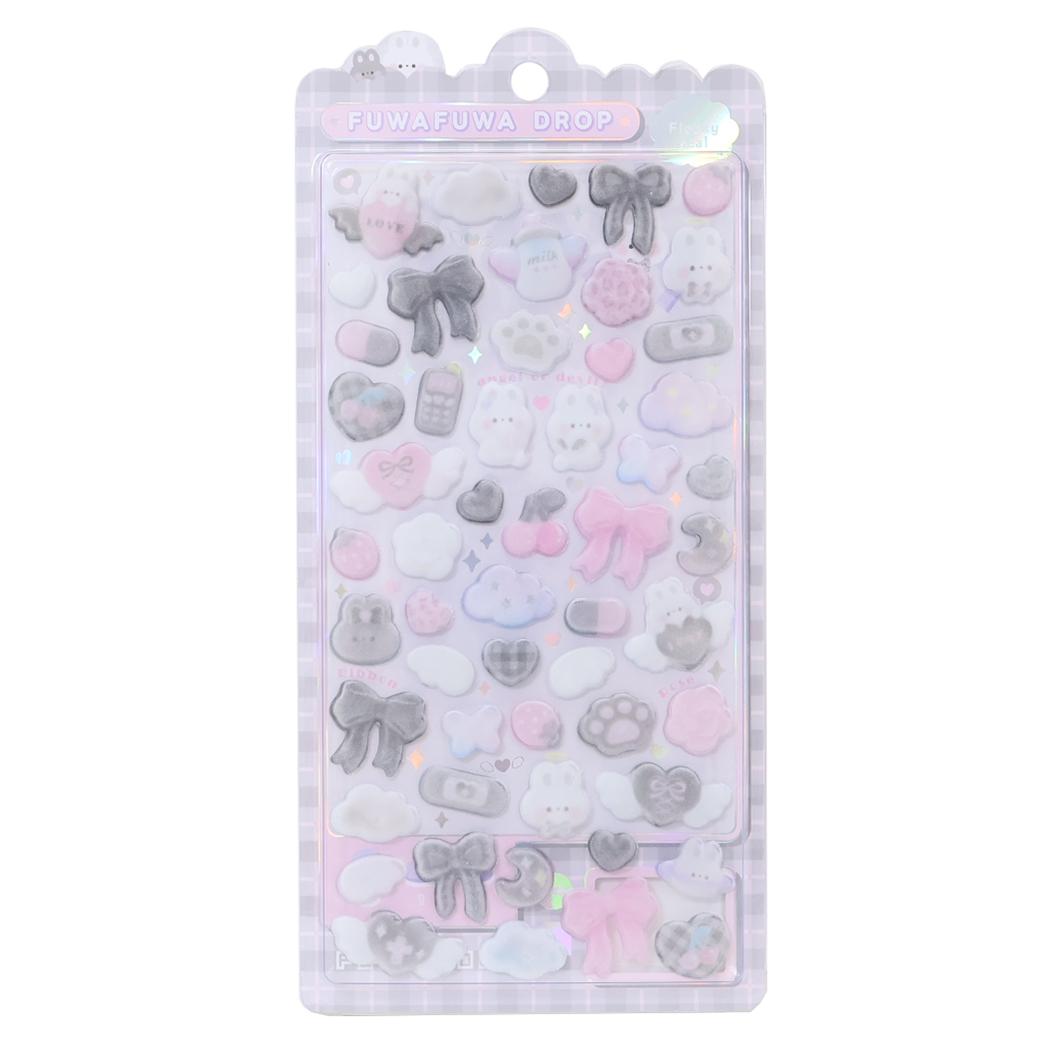 シールシート ふわふわドロップシール しろくろふわふわ クーリア デコシール 手帳 お手紙 かわいい グッズ メール便可 シネマコレクションのサムネイル