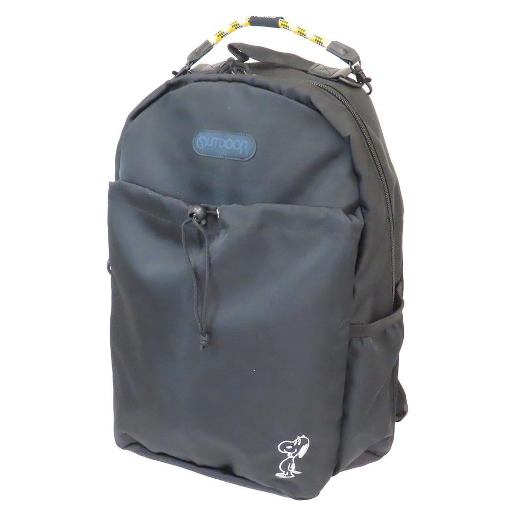 OUTDOORxスヌーピー リュックサック デイバッグ 黒 ピーナッツ アートウエルド バックパック キャラク..