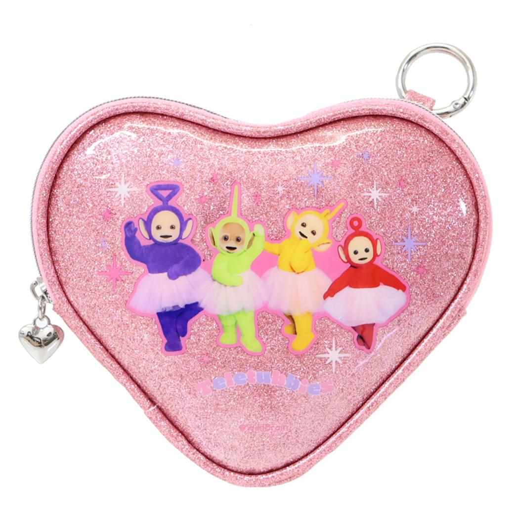 テレタビーズ ミニポーチ ハート型ミニポーチ ライトピンク Green Flash 小物入れ キャラクター グッズ シネマコレクション