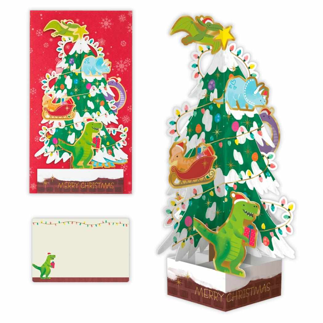 【12月は毎日ポイント10倍!】クリスマスカード クリスマスツリーカード 立体カード 恐竜ツリー 日本ホールマーク Xmas メッセージカード グッズ メール便...