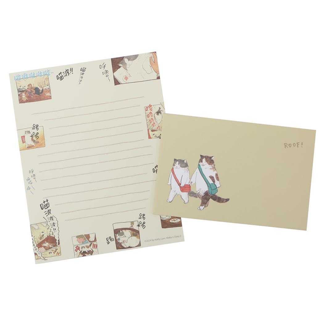 【12月は毎日ポイント10倍!】三毛猫モブは猫缶を稼ぎたい Mobu's Diary 手紙セット レターセット Meow ねこ Green Flash 便箋&封...