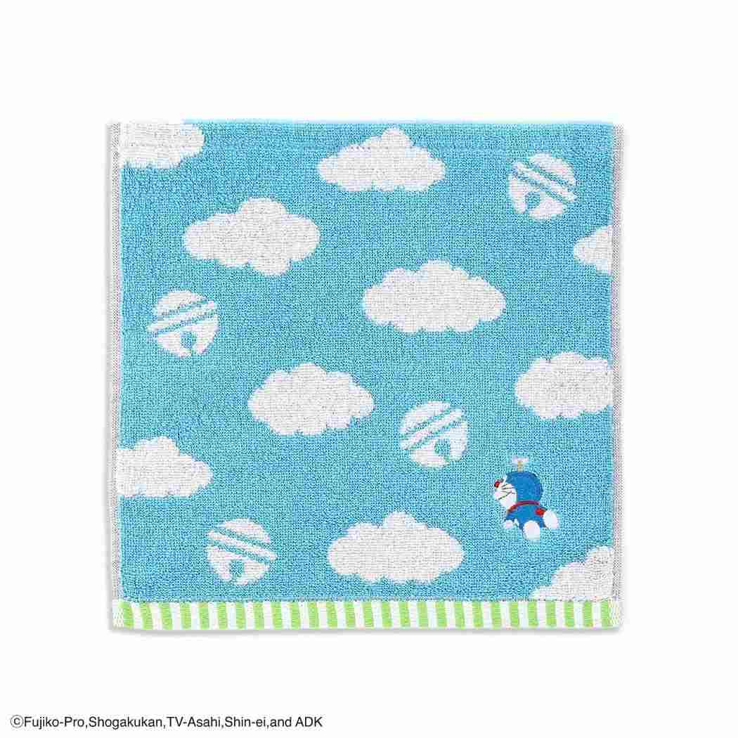 ドラえもん ミニタオル 無撚糸フルフィーコットンタオルハンカチ 雲 MiRAi ブルー 藤子F不二雄 タオル..