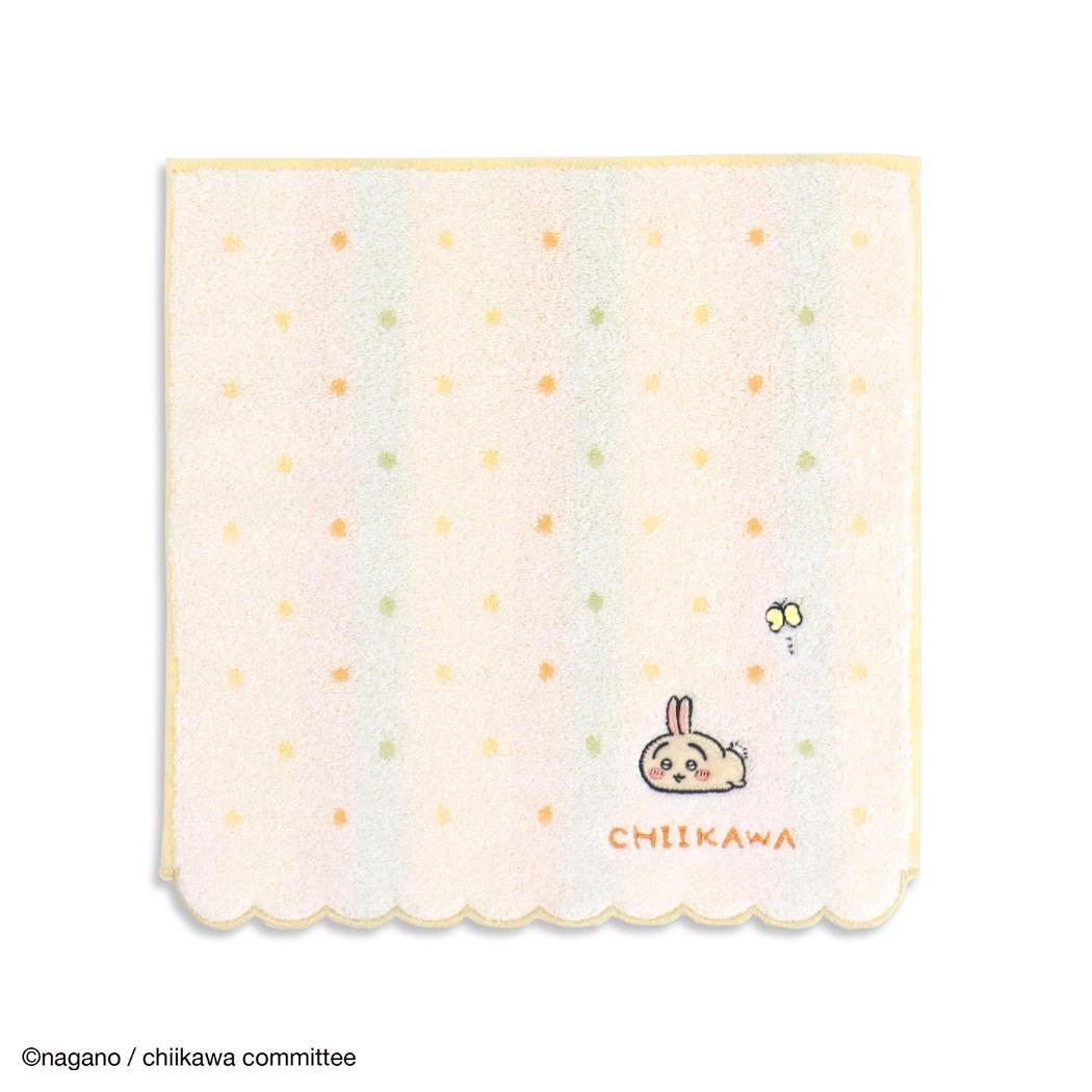 ちいかわ ミニタオル 無撚糸タオルハンカチ ドット イエロー うさぎ タオル美術館 プレゼント かわいい キャラクター グッズ メール便可 シネマコレクション