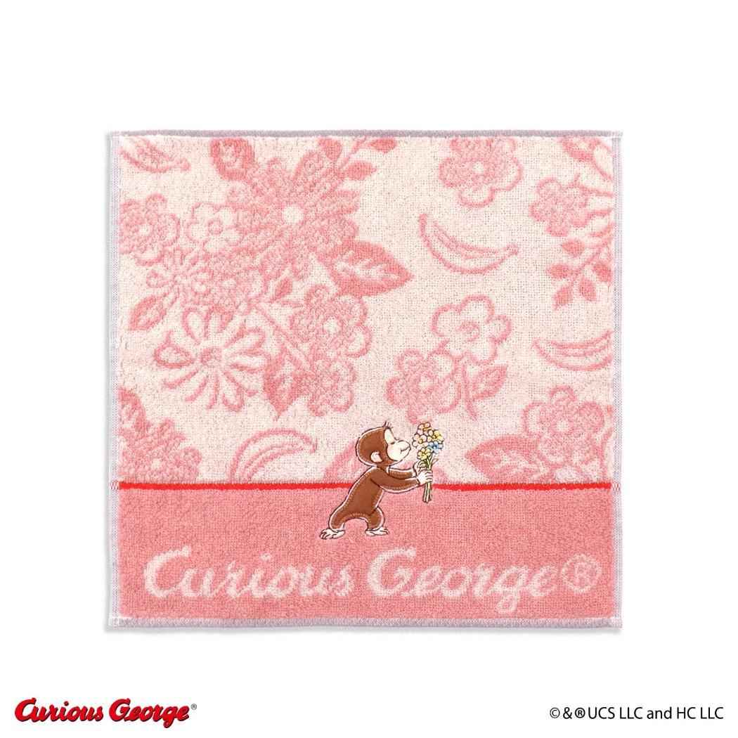 おさるのジョージ ミニタオル フルフィーコットン タオルハンカチ フラワーガーデン ピンク タオル美術館 プレゼント 絵本キャラクター グッズ メール便可 シネマコレクション