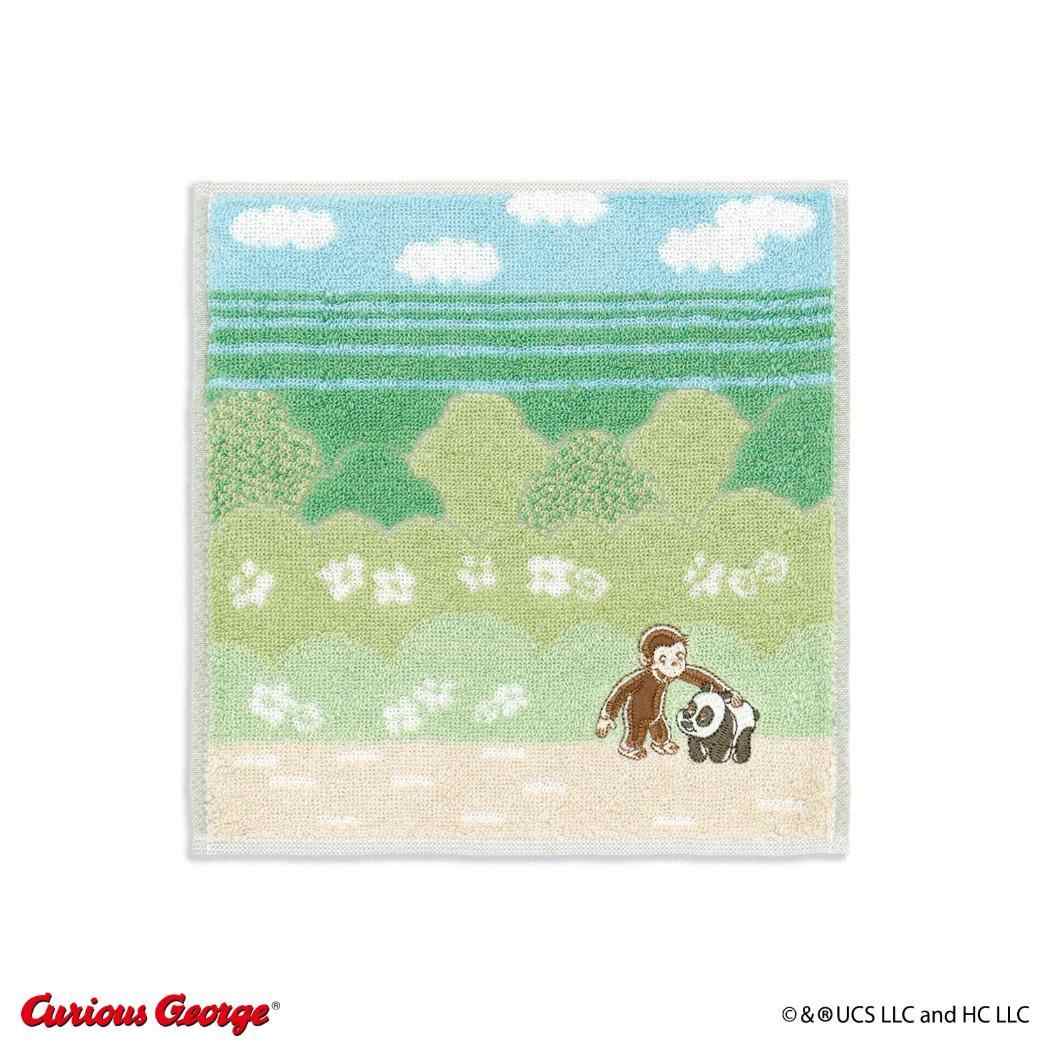 おさるのジョージ ミニタオル フルフィーコットン タオルハンカチ パンダ グリーン タオル美術館 プレゼント 絵本キャラクター グッズ メール便可 シネマコレクション