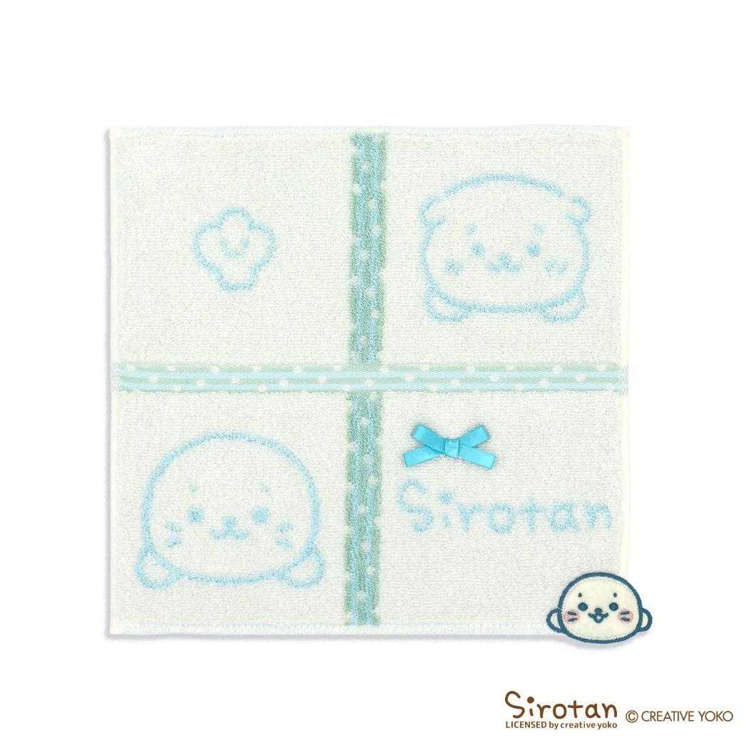 しろたん ミニタオル フルフィーコットン無撚糸タオルハンカチ しろたんとらっこいぬ ブルー クリエイティブヨーコ タオル美術館 プレゼント キャラクター グッズ メール便可 シネマコレクション