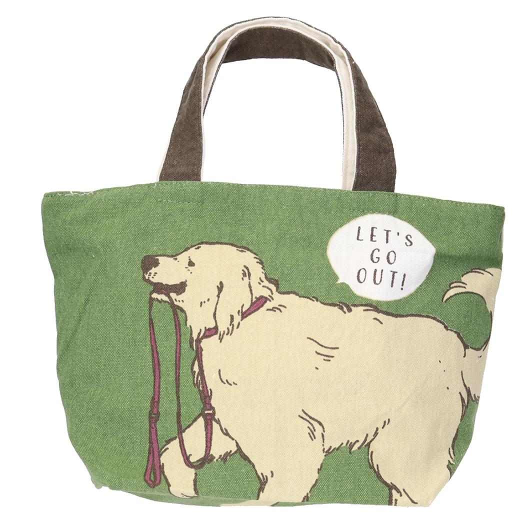 【ポイント10倍 & クーポン！】ランチバッグ ファスナー付きミニトートバッグ モモお散歩 KA いぬ ミン..