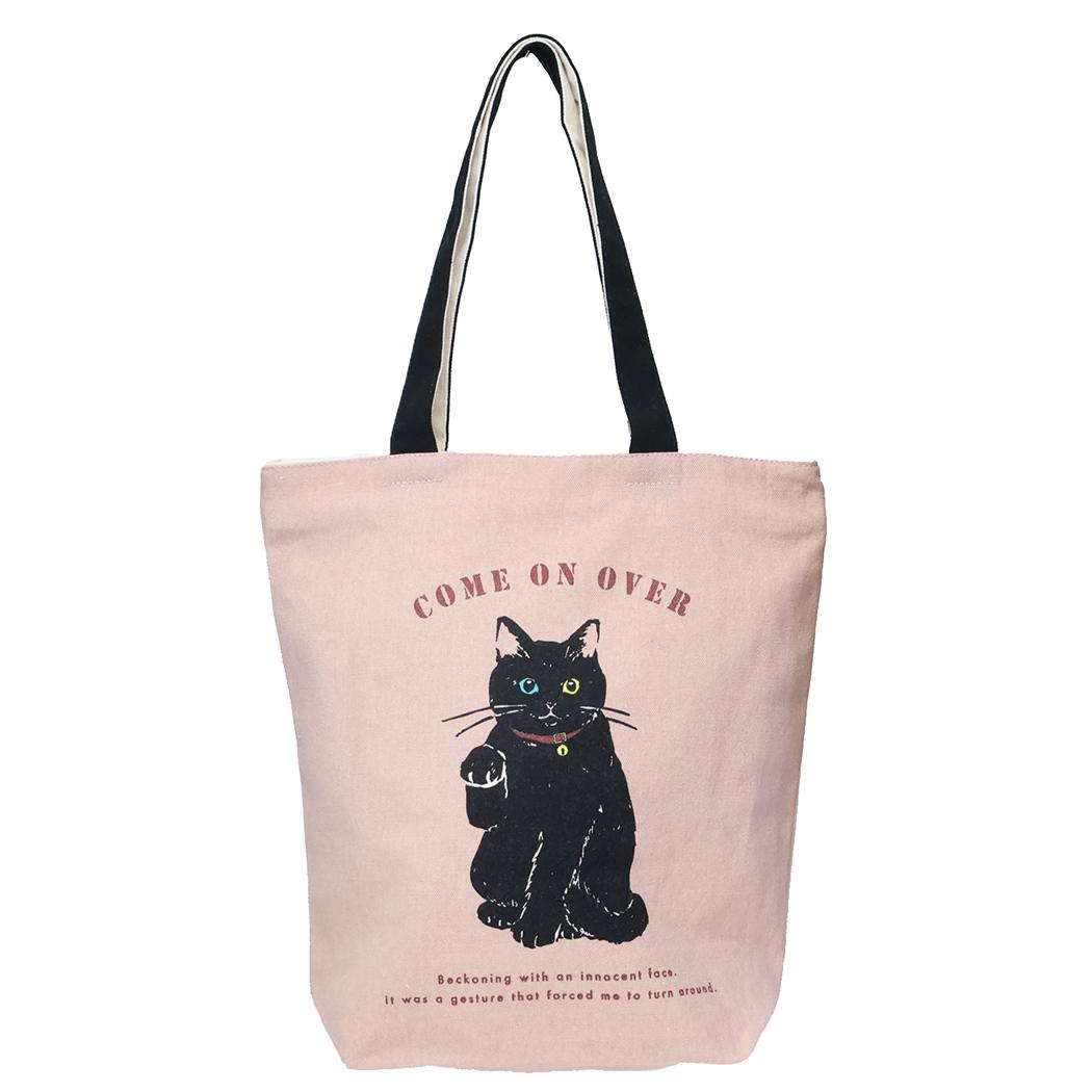 Other - 【ポイント10倍 & クーポン！】ファスナー付きキャンバストート トートバッグ レオン招き PBE ねこ ミントイン A4サイズ対応 手提げかばん かわいい メール便可