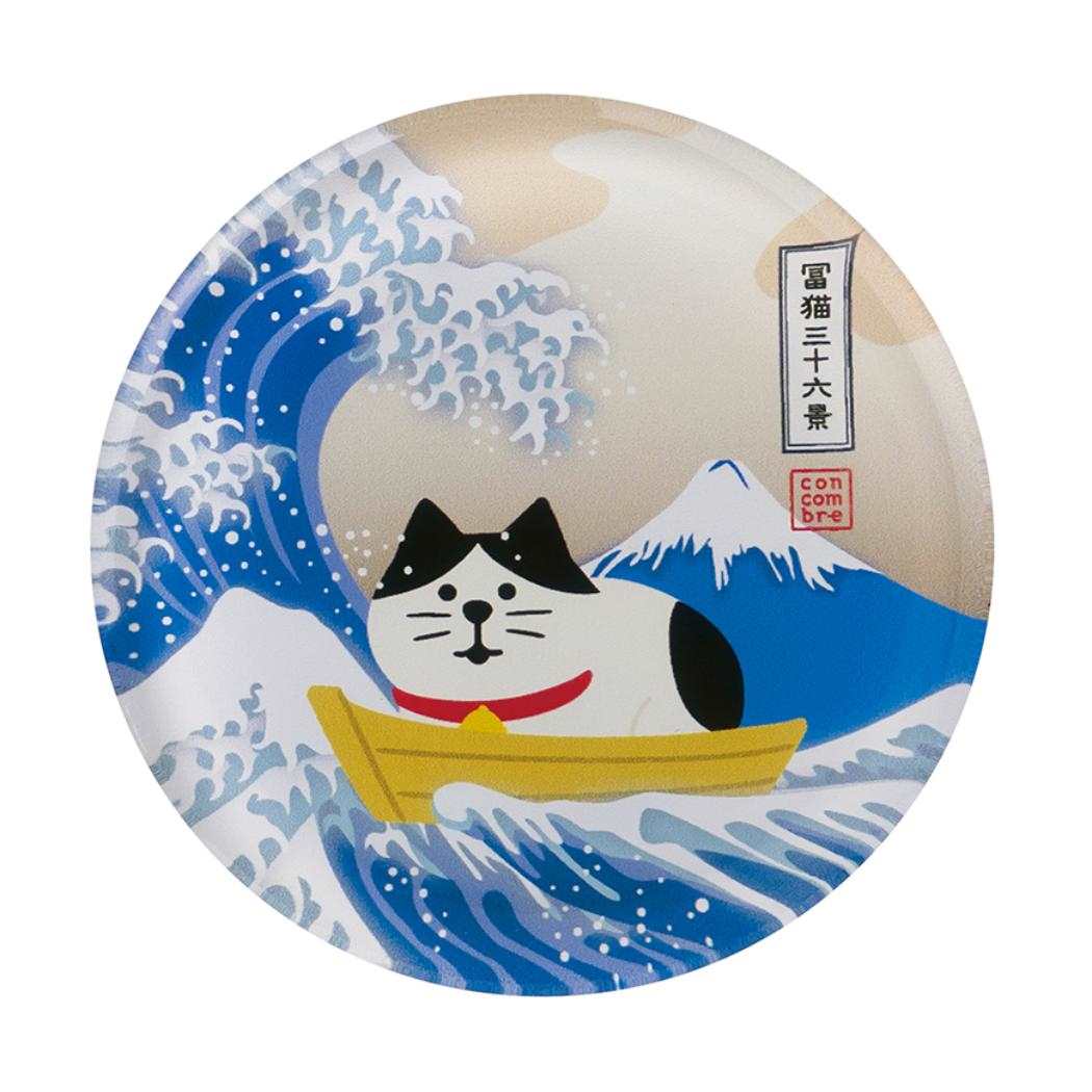 磁石 旅猫 in 浮世絵アクリルマグネット 富士と荒波 デコレ ホワイトボード 冷蔵庫 玄関扉 かわいい グ..