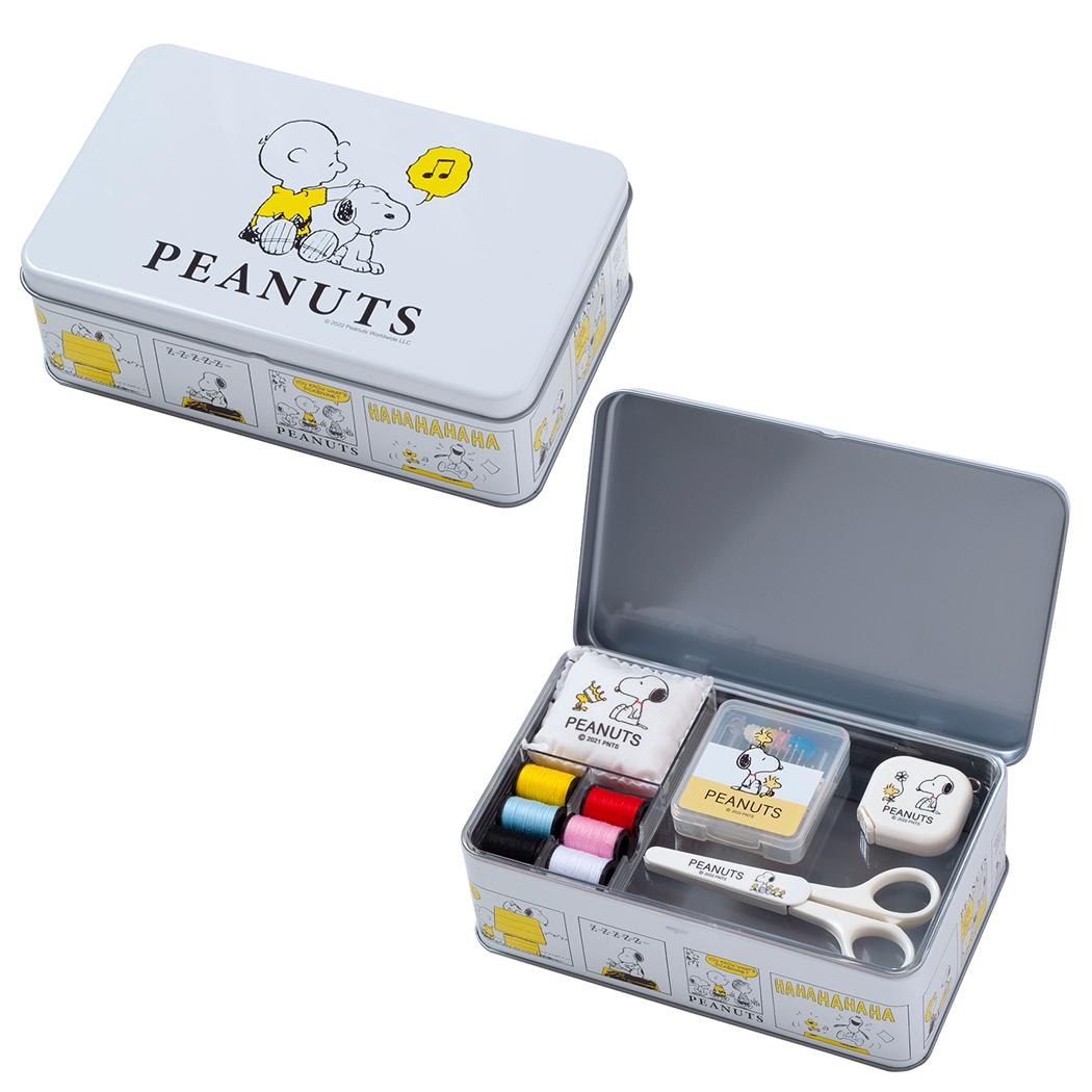 【12月は毎日ポイント10倍！】スヌーピー 手芸用品 ソーイングセット ブリキ缶タイプ ホワイト ピーナ..
