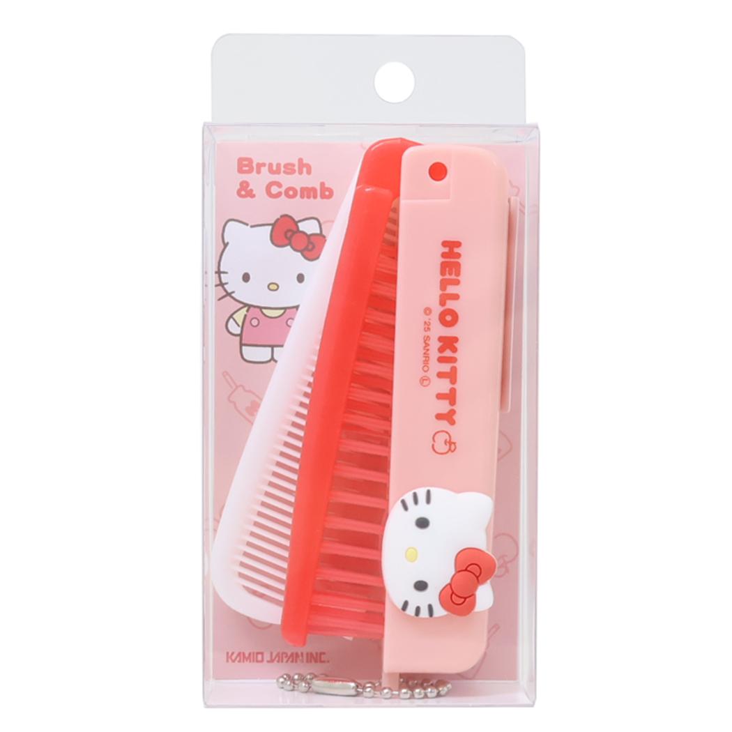 ハローキティ ヘアブラシ ぷっくり折りたたみブラシ＆コーム サンリオ カミオジャパン…