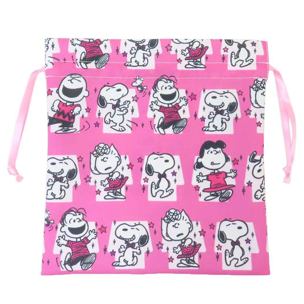 スヌーピー 巾着袋 巾着M 75周年 ダンスシリーズ ピンク ピーナッツ マリモクラフト きんちゃくポーチ ..
