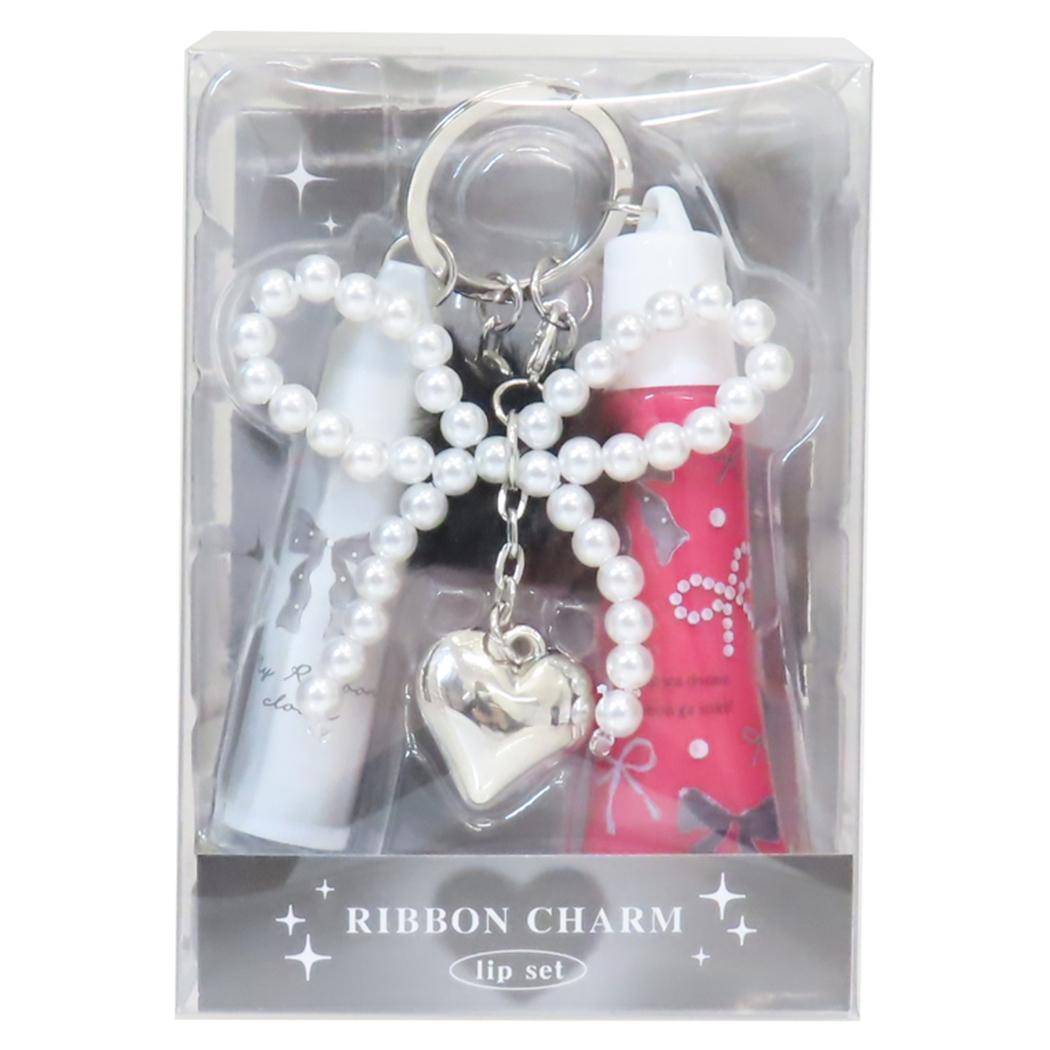 【12月は毎日ポイント10倍！】コスメ雑貨 リボンチャームリップセット ブラック クーリア バッグチャー..