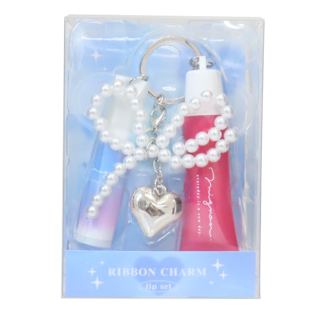 【12月は毎日ポイント10倍！】コスメ雑貨 リボンチャームリップセット ブルー クーリア バッグチャーム..