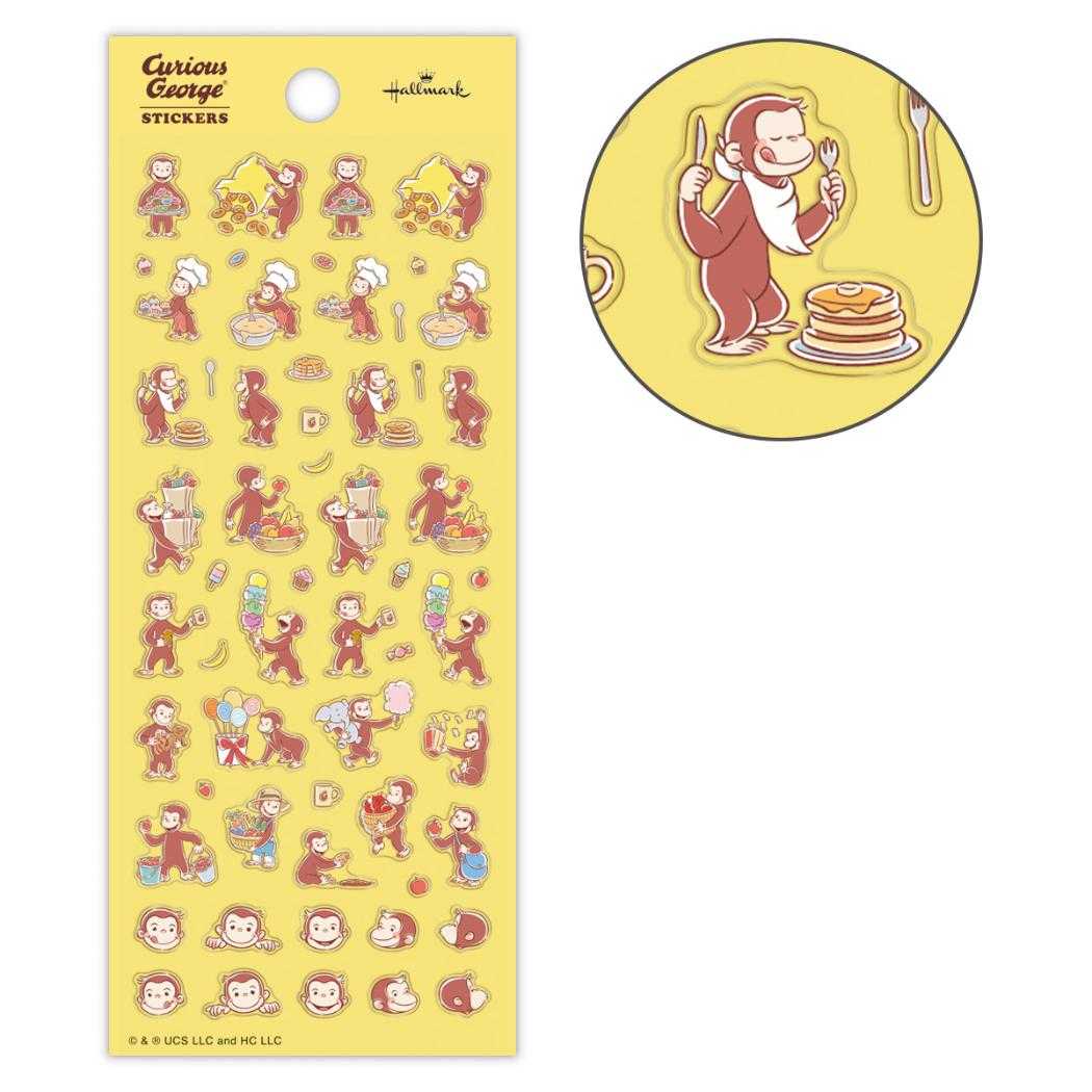 おさるのジョージ シールシート フチドリシール たべもの Curious George 日本ホールマーク デコレーション 絵本キャラクター グッズ メール便可 シネマコレクションのサムネイル