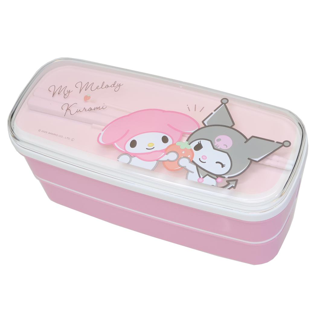 Two Tier - 【ポイント10倍 & クーポン！】マイメロディ＆クロミ お弁当箱 抗菌 スリム2段ランチボックス いちご サンリオ カミオジャパン 新学期準備 日本製 キャラクター グッズ シネマコレクション