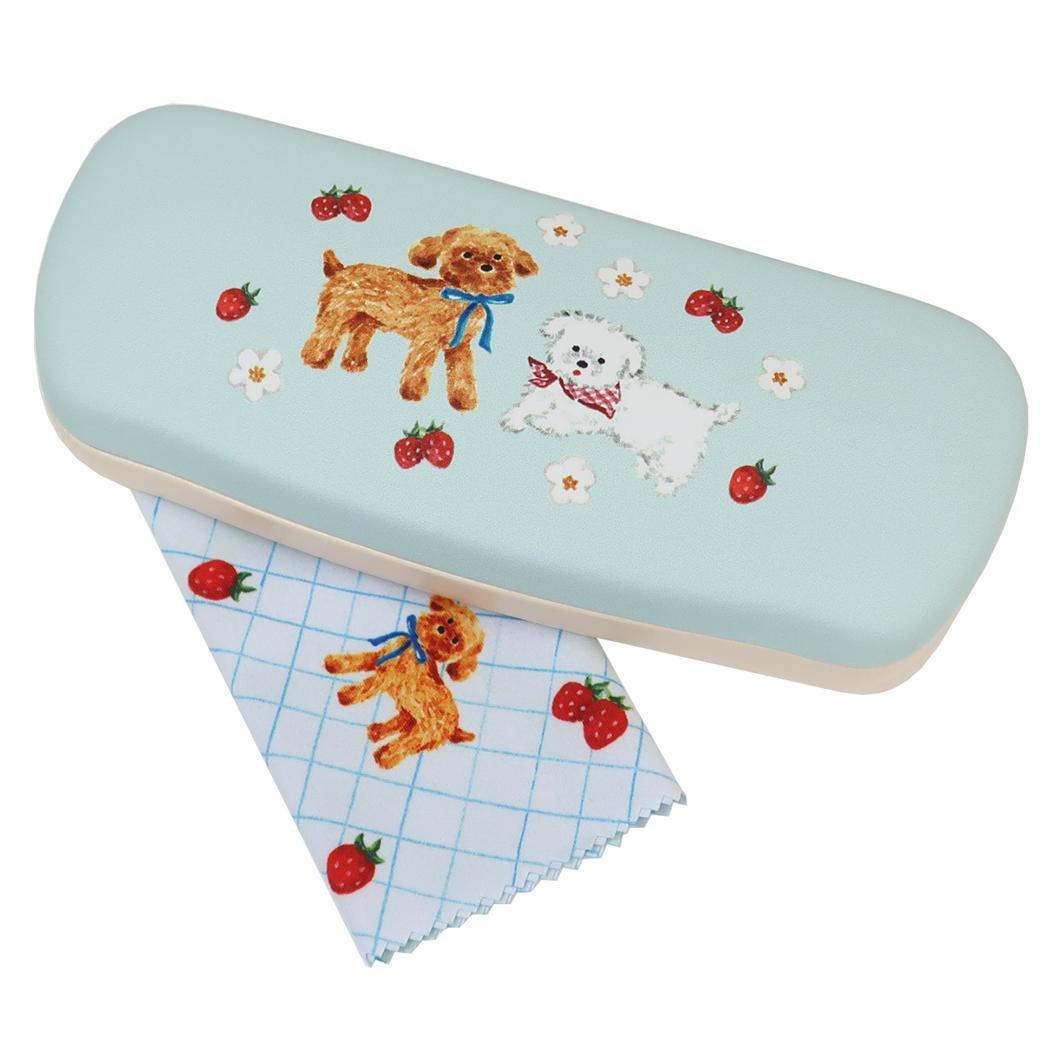 【最大1000円OFFクーポン！】メガネケース＆クロスセット 眼鏡ケース 利光春華 dog Green Flash ハードタイプ めがね拭き