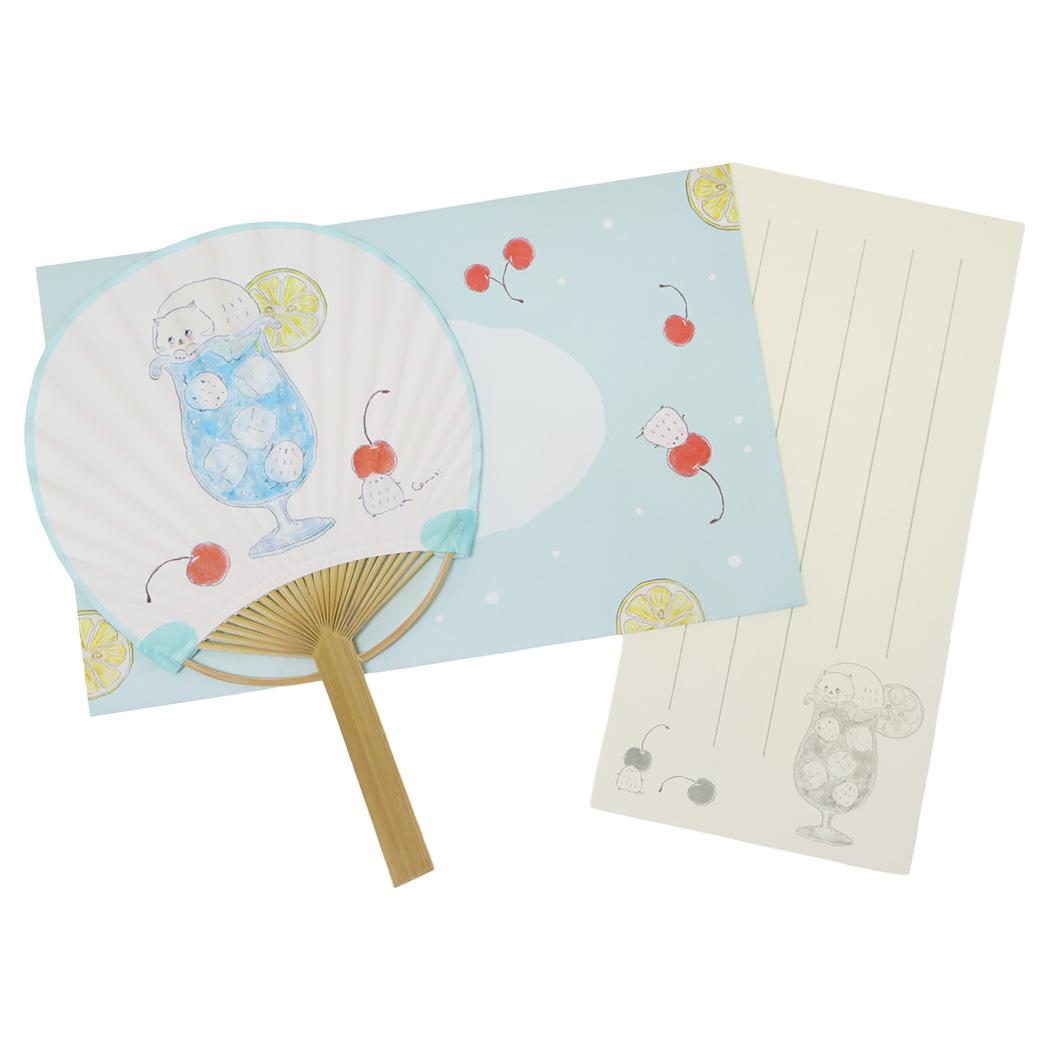Rakuten - 【ポイント10倍 & クーポン！】グリーティングカード 竹うちわグリーティングカード 一筆箋付きサマーカード ソーダフロート アクティブコーポレーション 暑中見舞い メッセージカード グッズ メール便可 シネマコレクション