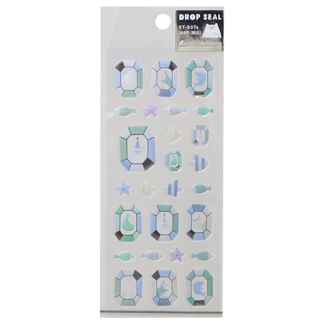 【最大1000円OFFクーポン！】シールシート 夏柄ドロップシール 氷の宝石と海の仲間たち アクティブコーポレーション デコシール デコレーション かわいい グッズ メール便可 シネマコレクション