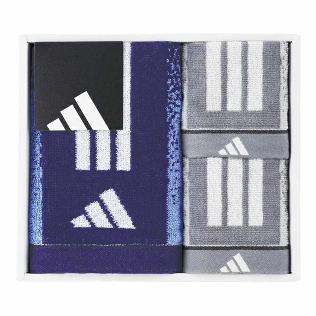アディダス タオルギフト タオルハンカチ2枚 フェイスタオル1枚 フェードライン adidas タオル美術館 プレゼント スポーツ グッズ あす楽 シネマコレクションアディダスのオリジナルボックスにお包みしたギフトセットお祝い/記念日/日用品雑貨/贈り物/デイリーユース/ウォッシュタオル/手拭き/汗拭きネイビーxブルーのグラデーションと、グレーxホワイトのやわらかなグラデーションのタオルをセットにしました。中央に配した3本のラインとブランドマークが、静かな色合いの中でほどよいアクセントに。フルフィーコットンを使用し、肌触りで使い心地も抜群です。スポーツをしている方への贈り物にはもちろん、入学祝いや内祝いなどお祝い事のギフトにもオススメです。サイズ：約250x250mm(タオルハンカチ)/約340x750mm(フェイスタオル)ギフト内容：タオルハンカチ2枚/フェイスタオル1枚メーカー型番：06-3669250【adidas】キャラクター グッズ はこちらから >>このカテゴリにはこんな商品が含まれていますタオル・バス/トイレ用品【ギフトタオル】これを見た人はこんなキーワードで検索していますタオル ギフト贈り物タオル 贈答品タオル 箱入りキャラクター タオルセットキャラクター タオルバスタオルフェイスタオルハンド タオルミニタオルこの商品と同じようなおすすめ商品アディダス スポーツタオル1枚ムーミン タオルハンカチx1、フェイスタオルx2 ピックオンニ リトルミイ 北欧ムーミン タオルハンカチx2、フェイスタオルx2 ピックオンニ リトルミイ 北欧同じキャラクター・同じ種類の商品を探す同じ種類（ギフトタオル）の商品はこちら
