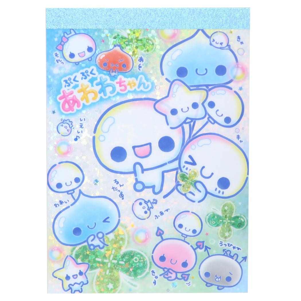ぷくぷくあわわちゃん メモ帳 ホログラム A6 メモ クローバー カミオジャパン