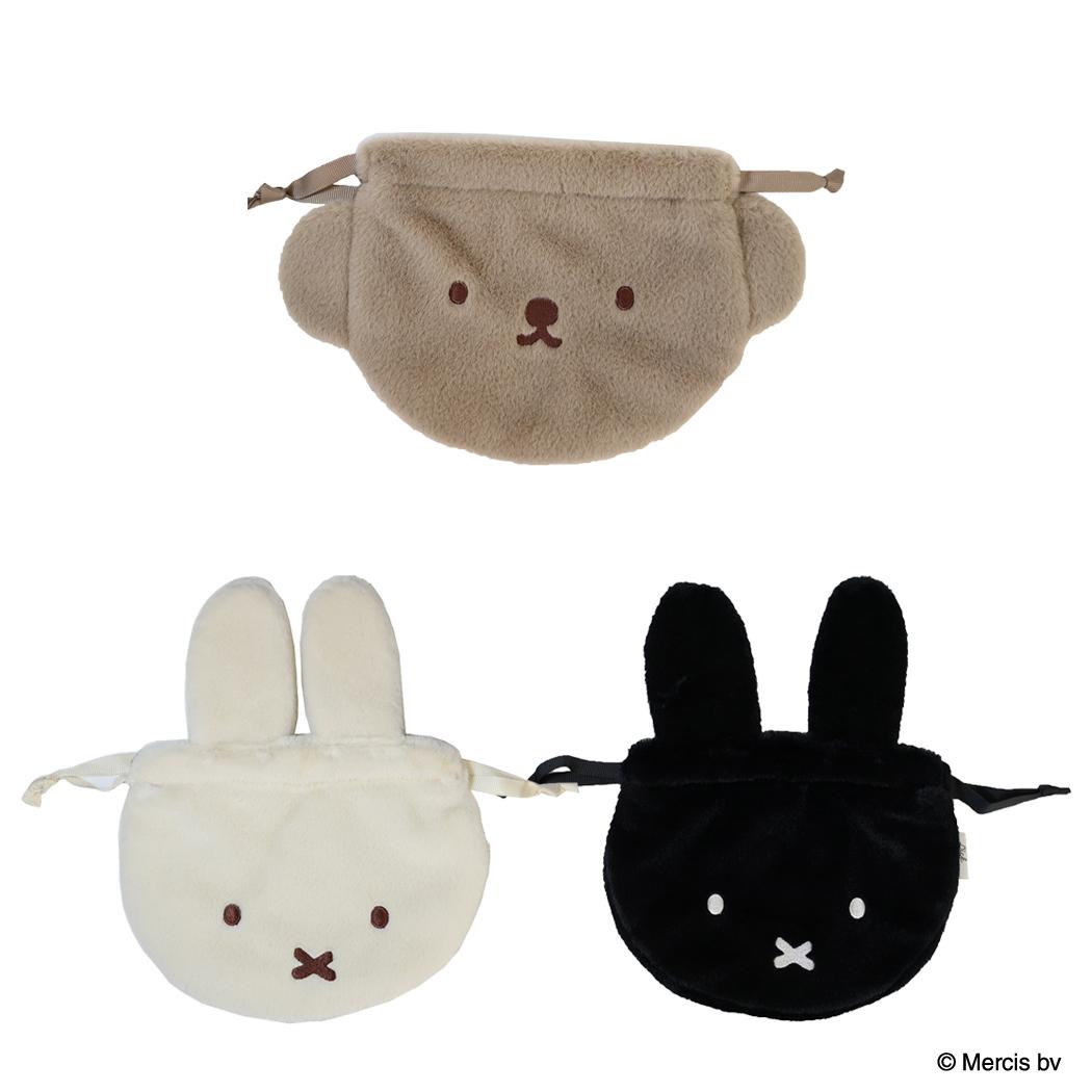 【最大1000円OFFクーポン！】ミッフィー 巾着袋 ダイカット巾着 FACE FUR ミッフィー/ホワイト / ミッフィー/ブラック / ボリス ディックブルーナ エフエービージャパン【メール便可】