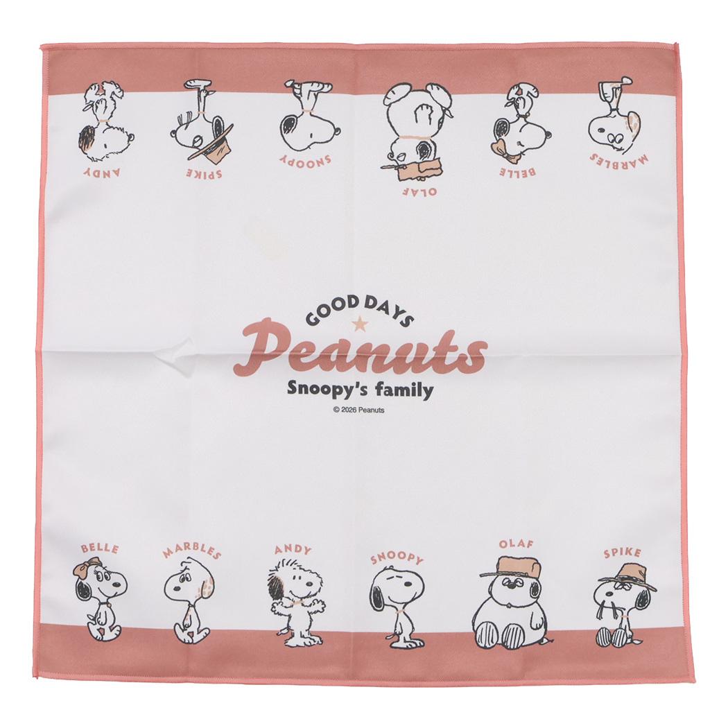 大人気[PEANUTS/SNOOPY]のキュートなランチ雑貨シリーズこちらはお弁当箱などを包むことも出来ちゃう[ランチクロス]シワになりにくいポリ素材でアイロンもらくらく同デザインのいろいろなランチ雑貨あるから揃えちゃおうサイズ：約450x450mm素材：ポリエステル100％